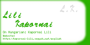 lili kapornai business card